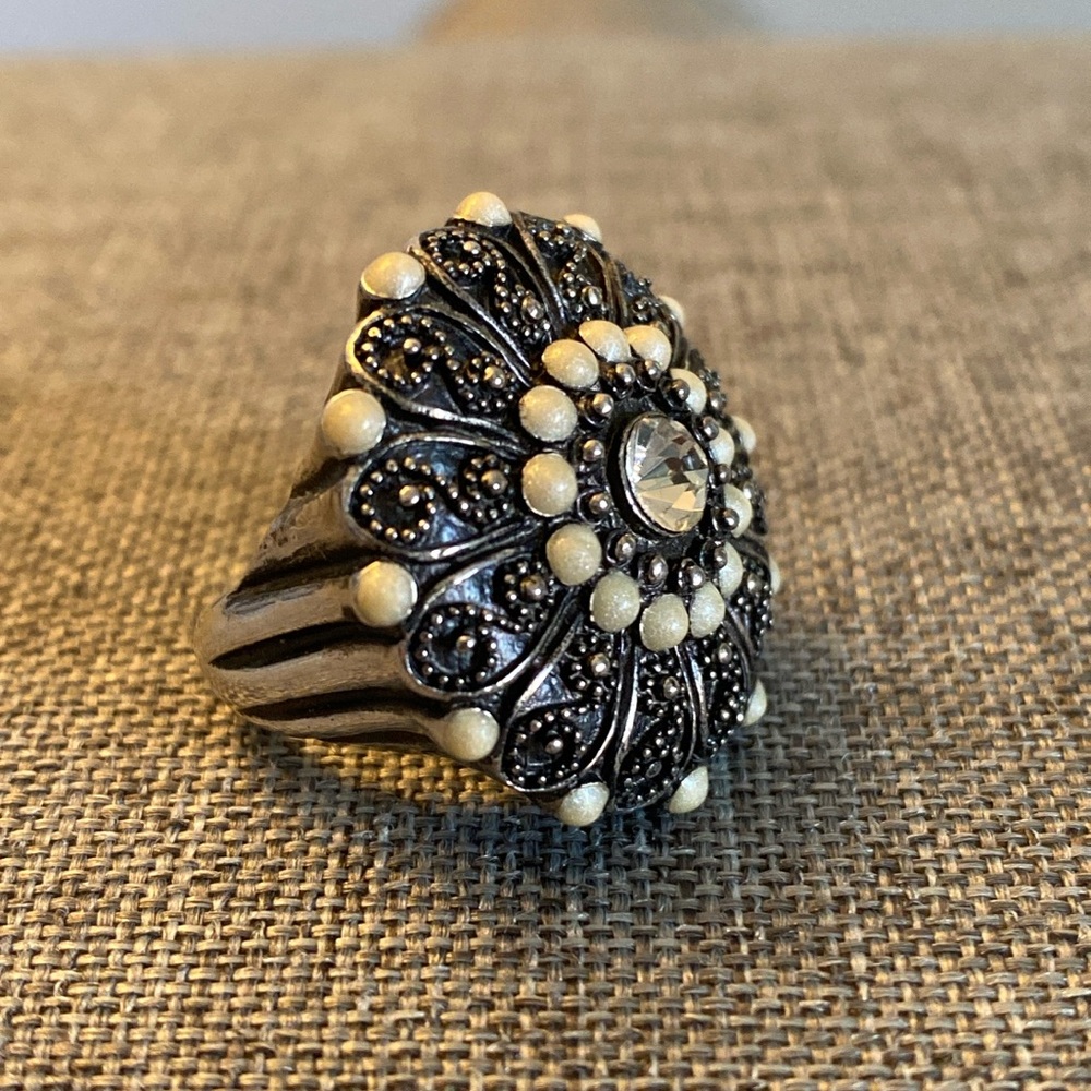 Silver Art Deco Vintage Ring (6) - Picture 1 of 5